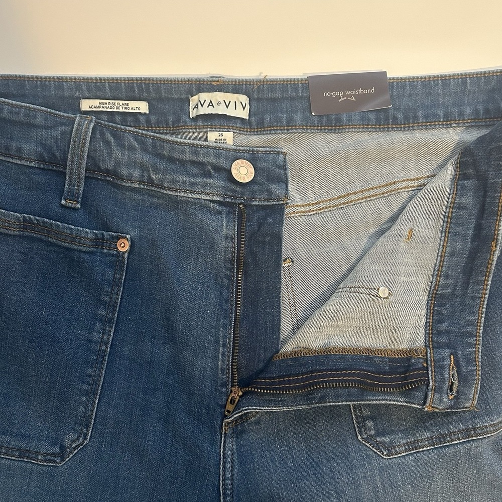 Ava & Viv High Rise Flare Jeans Women's Size 26 No Gap Waistband NWT - Picture 5 of 9